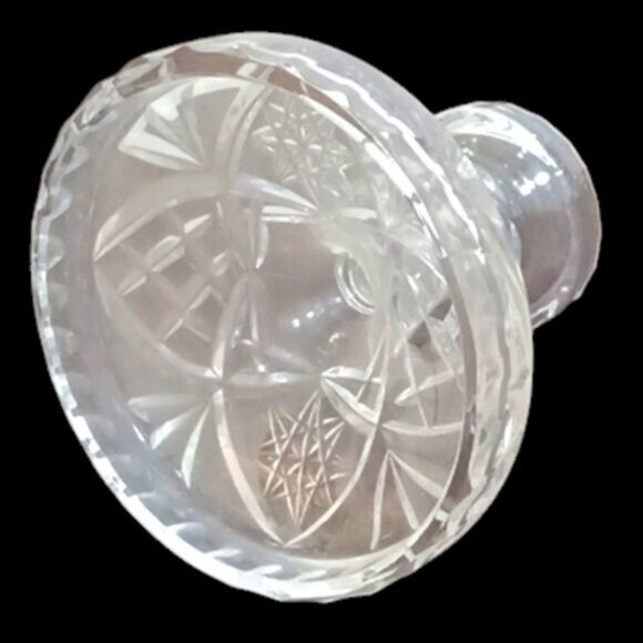 Vintage Clear Glass Candlestick Holders 1930s-1950s Star Pattern Fancy Cut x Two - Picture 5 of 7